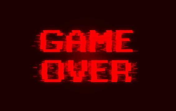 Game over red glitch text pixel font screen image