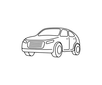 Car, automobile, automotive, vehicle and auto, linear graphic design. Transport, transportation, drive and driving, vector design and illustration