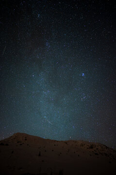 Night view of Tarnica in the Bieszczady National Park, Poland.