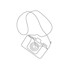 Camera single continuous line drawing. Continuous line draw design graphic vector illustration	
