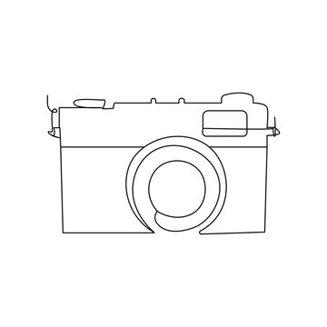 Camera single continuous line drawing. Continuous line draw design graphic vector illustration	
