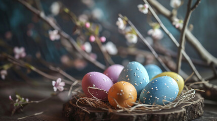 Fototapeta na wymiar Easter background. Easter eggs. 