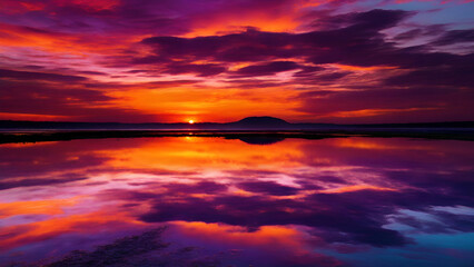 Fototapeta na wymiar vibrant sunset over the ocean