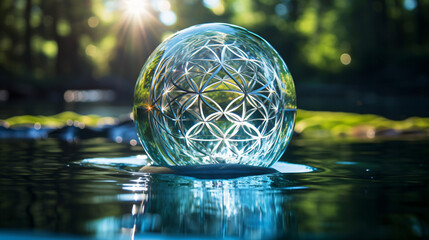 Gorgeous sacred geometry inside a sphere of water
