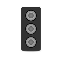 vector black long speaker for music. tall black speaker with three speakers