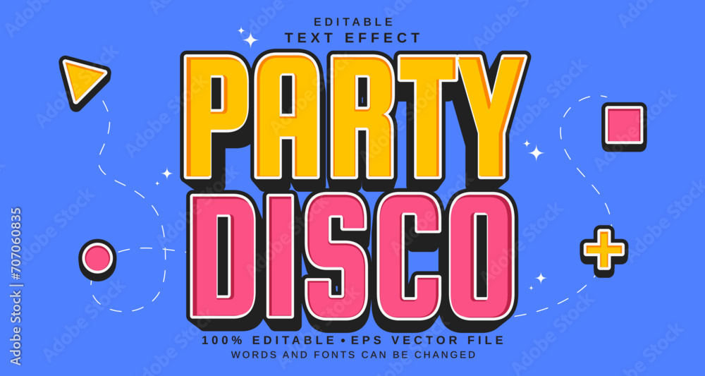 Fototapete Editable text style effect - Party Disco text style theme.
