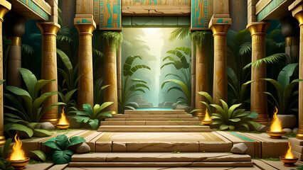 Egyptian temple illustration for casino games background. Egyptian palace background illustration. Slot game Egyptian background. - obrazy, fototapety, plakaty
