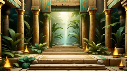 Fotobehang Bedehuis Egyptian temple illustration for casino games background. Egyptian palace background illustration. Slot game Egyptian background.