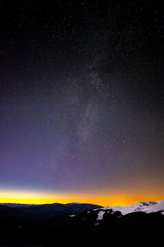 Night view of the Szeroki Wierch in the Bieszczady National Park, Poland.
