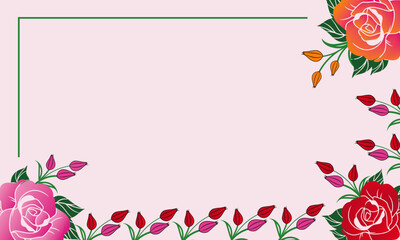 Vector elegant floral frame background with beautiful flowers