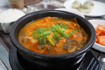 Beef rice soup is a spicy Korean food made by boiling Korean beef in the traditional way.