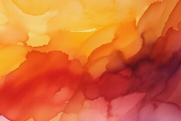 Vibrant watercolor background with a beautiful orange and maroon palette. Energetic and glowing, perfect for various projects. Generative AI
