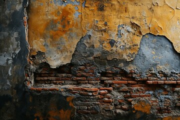 Obraz premium Old wall background, where the weathered surfaces and aged textures create, Generative AI