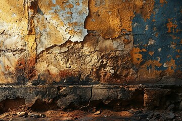 Old wall background, where the worn textures and faded colors create a visually appealing, Generative AI
