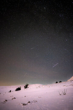 Night view of the Szeroki Wierch in the Bieszczady National Park, Poland.