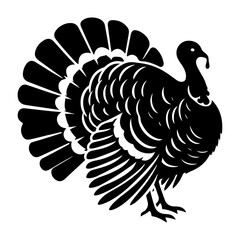 minimal turkey chicken vector silhouette, black color silhouette
