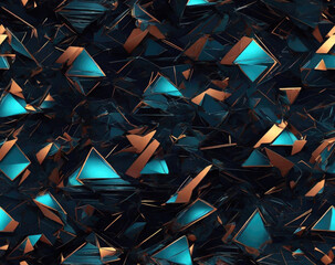 Abstract Futuristic Geometric Pattern: geometric shapes, metallic colors and holographic effects.