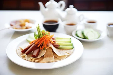 Peel and stick wall murals Beijing peking duck served with pancakes and hoisin sauce