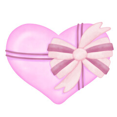 Cute Pink heart and bows watercolor