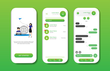 Application for chatting. Collection of chat interface templates. Responsive GUI for mobile applications. Vector illustration