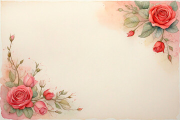 Background for a congratulatory letter , delicate watercolor in the form of a frame flowers.
