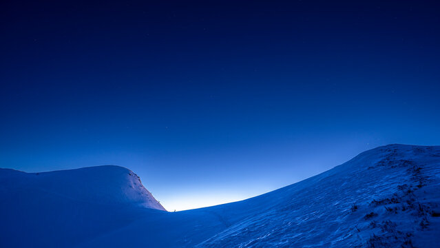 Night view of Tarnica in the Bieszczady National Park, Poland.