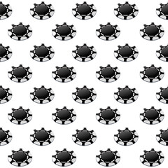 Fototapeta premium Black and white poker chips seamless pattern. Vector illustration for casino game design.