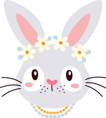 Rabbit Face With Flowers Headband