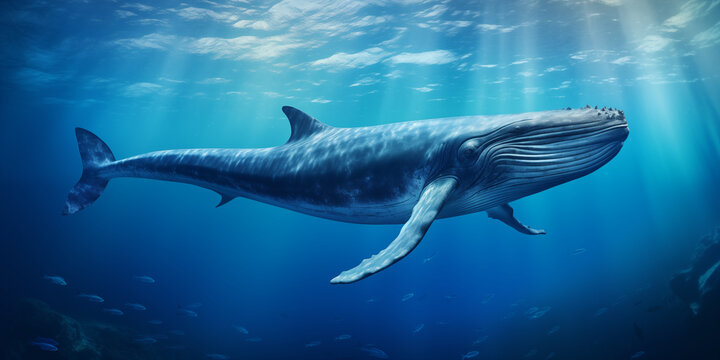 a huge whale in the deep waters of the ocean