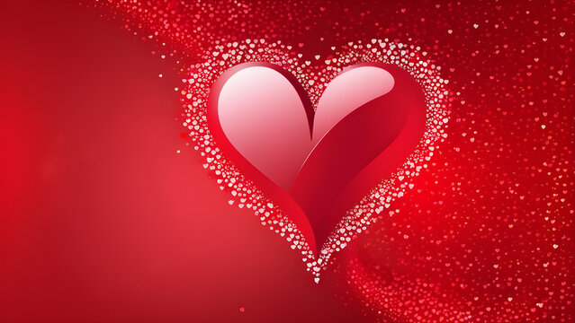 Valentine cover photo with heart red beautiful background Generative ai