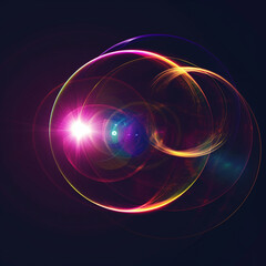 Circle lens flare, circle pattern in dark background, ai technology