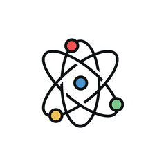 Flat icon atom isolated on white background. Vector illustration.