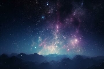 Abstract starry space with shining star dust, nebula, galaxy, milky way, and planet background. Generative AI