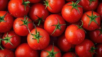 Fotobehang red tomatoes background. Group of tomatoes © buraratn