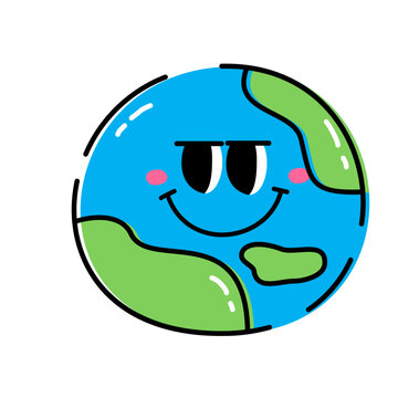 Playful Retro Nature Character Earth