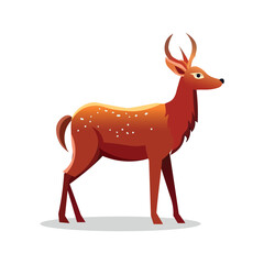 Deer of colorful set. Presentation of a snowy adventures with this endearing cartoon deer. Its design invites to explore the winter wonderland. Vector illustration.