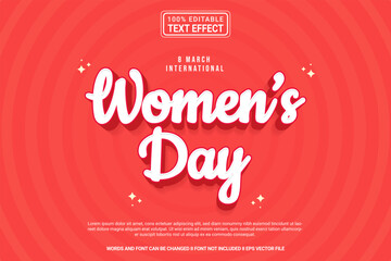 Editable text effect Womens day 3d cartoon template style modern premium vector