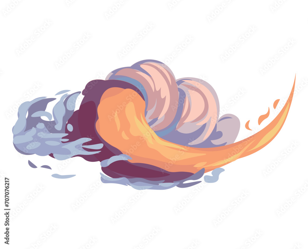 Poster fantasy element of colorful set. this delightful cartoon rendering of a whirlwind from a fairy tale,