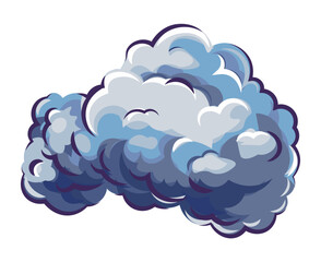 Explosion of colorful set. The artistic side of explosions with this captivating cartoon design showcase the intricate details of a cloud of smoke on a white background. Vector illustration.