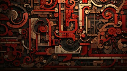 Intricate Typographic Design Elements Background. A complex and artistic background showcasing a mosaic of custom-designed typographic elements in a variety of earthy tones.