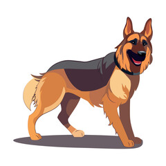 Dog of colorful set. The adorable paws and perky ears of a German Shepherd come to life in this cartoon design, offering a delightful visual treat. Vector illustration.