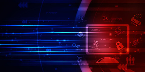 Obraz premium 2d illustration Safety concept: Closed Padlock with laptop on digital background 