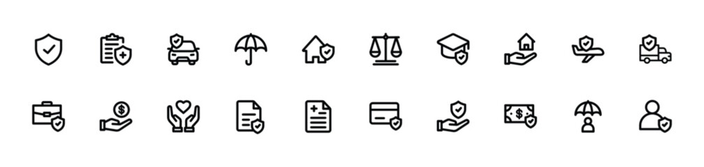 Insurance and assurance icon set vector illustration for web and mobile apps