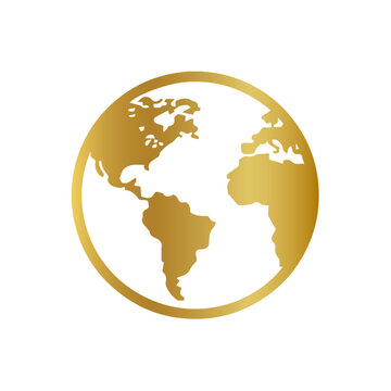 golden Earth Globe World map vector, golden earth vector, gold earth sign, gold earth icon
