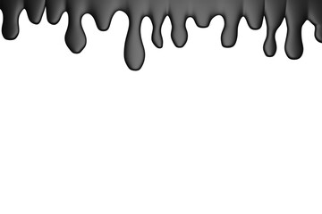 water drops on white background, black blood paint dripping, 3D