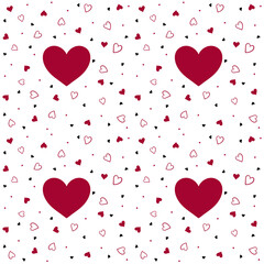 Seamless background with red hearts