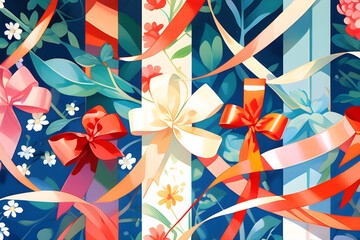 Obraz premium pattern with colorful ribbons. Generative AI
