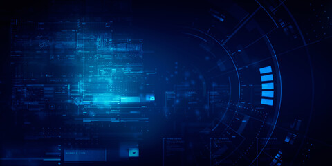 2d illustration Abstract futuristic electronic circuit technology background