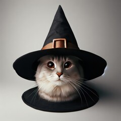 cat in a  black witch hat