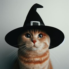 cat in a  black witch hat